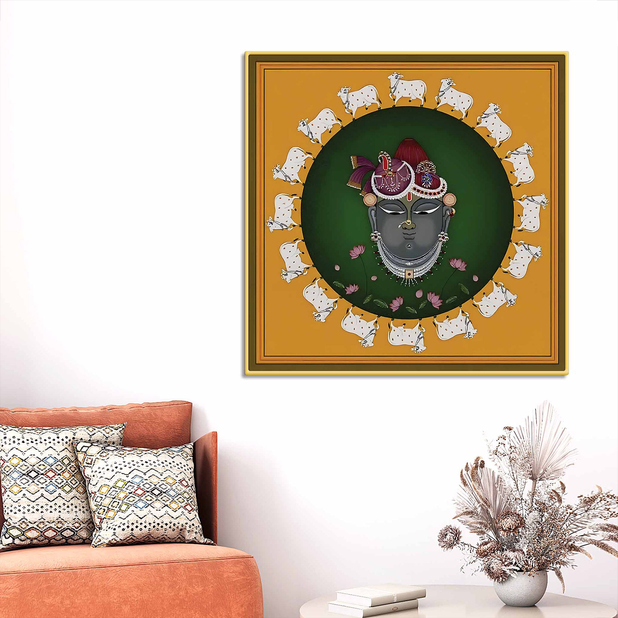 Traditional Shrinathji Face Pichwai Painting | Ethnic Indian Wall Painting