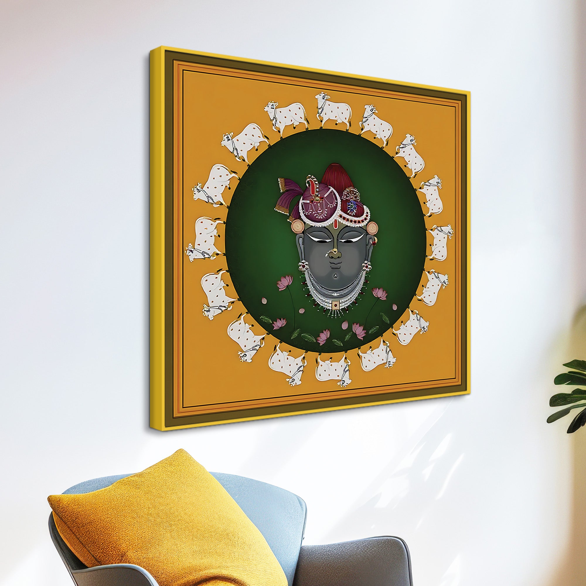 Traditional Shrinathji Face Pichwai Painting | Ethnic Indian Wall Painting