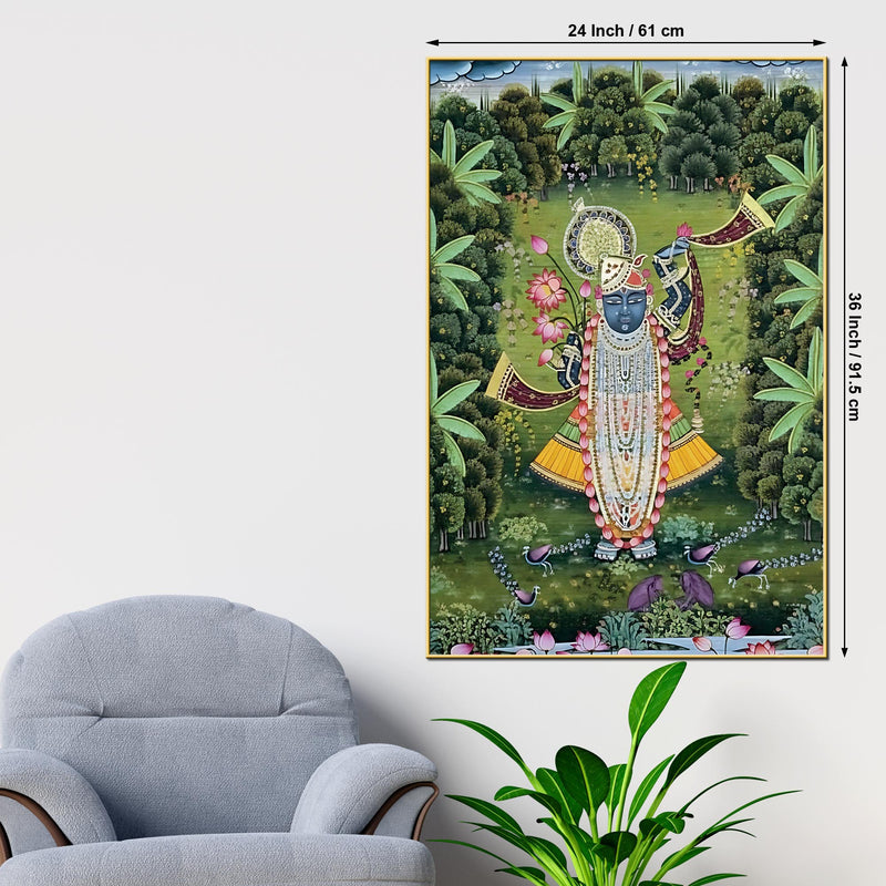 Traditional Shrinathji Pichwai Art Canvas Painting | Spiritual Wall Décor