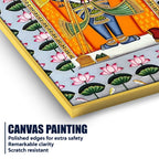 Traditional Shrinathji Pichwai Artwork with Lotus Motif Religious Canvas Wall Painting