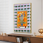 Traditional Shrinathji Pichwai Artwork with Lotus Motif Religious Canvas Wall Painting