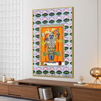 Traditional Shrinathji Pichwai Artwork with Lotus Motif Religious Canvas Wall Painting