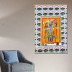 Traditional Shrinathji Pichwai Artwork with Lotus Motif Religious Canvas Wall Painting