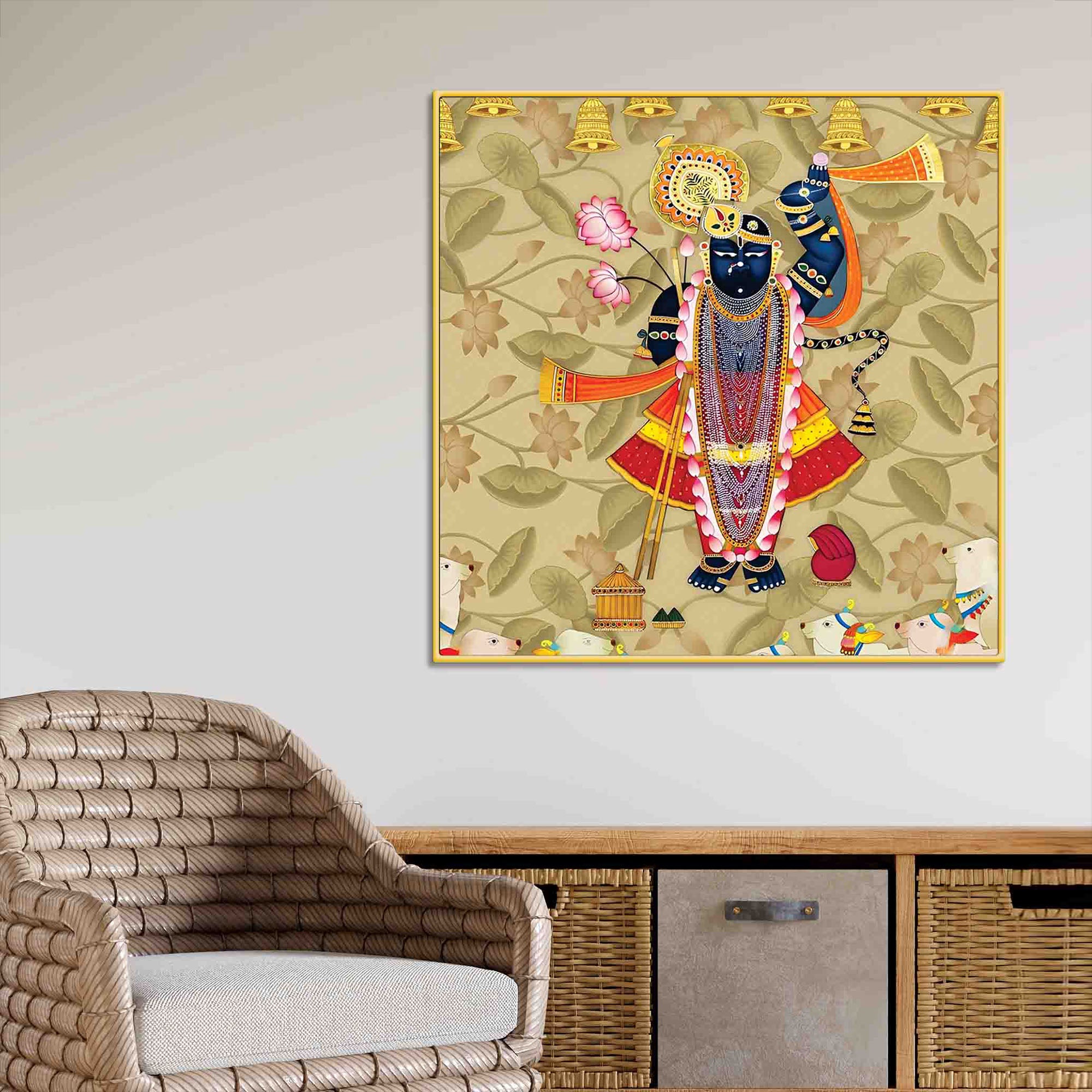 Traditional Shrinathji Pichwai Wall Painting | Temple Wall Décor
