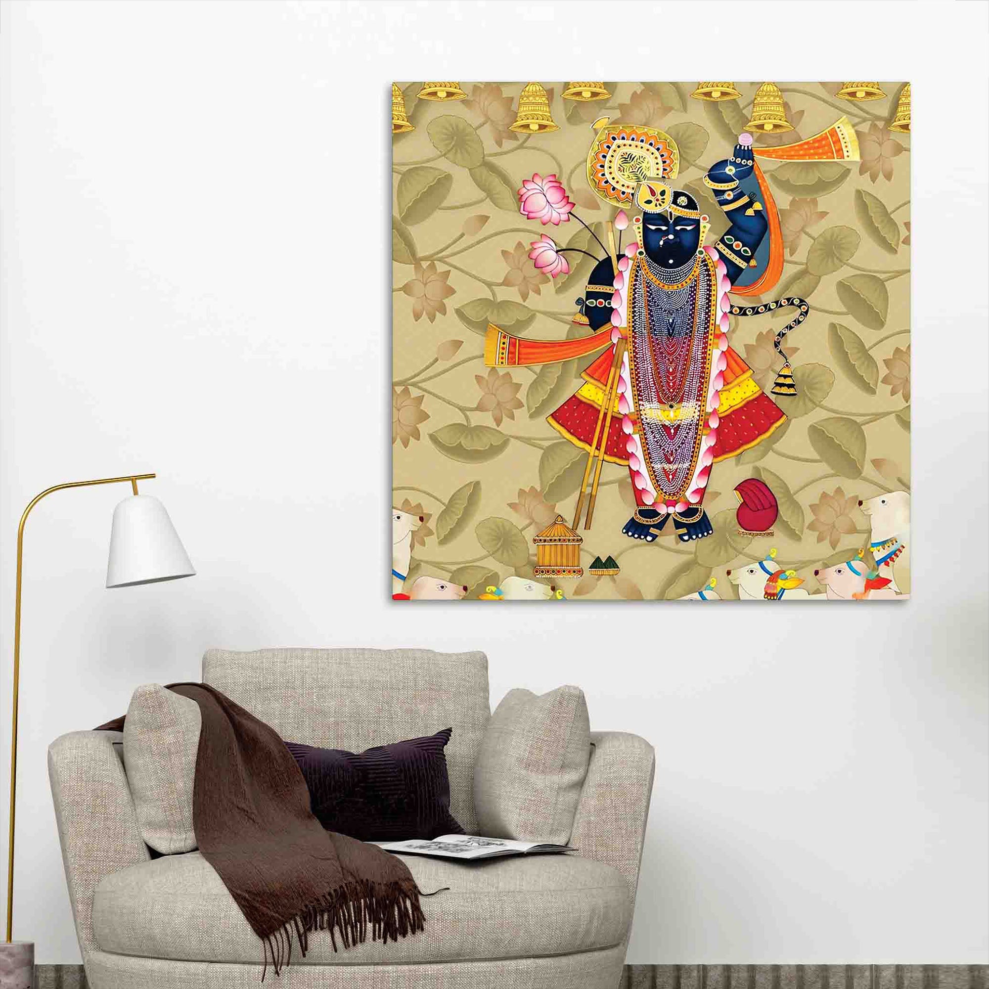 Traditional Shrinathji Pichwai Wall Painting | Temple Wall Décor