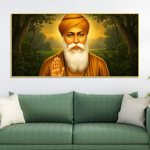 Traditional Sikh Guru Nanak Dev Ji Wall Painting for Pooja Room