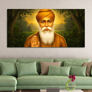 Traditional Sikh Guru Nanak Dev Ji Wall Painting for Pooja Room