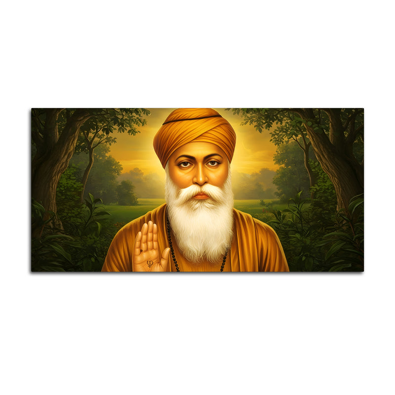 Traditional Sikh Guru Nanak Dev Ji Wall Painting for Pooja Room