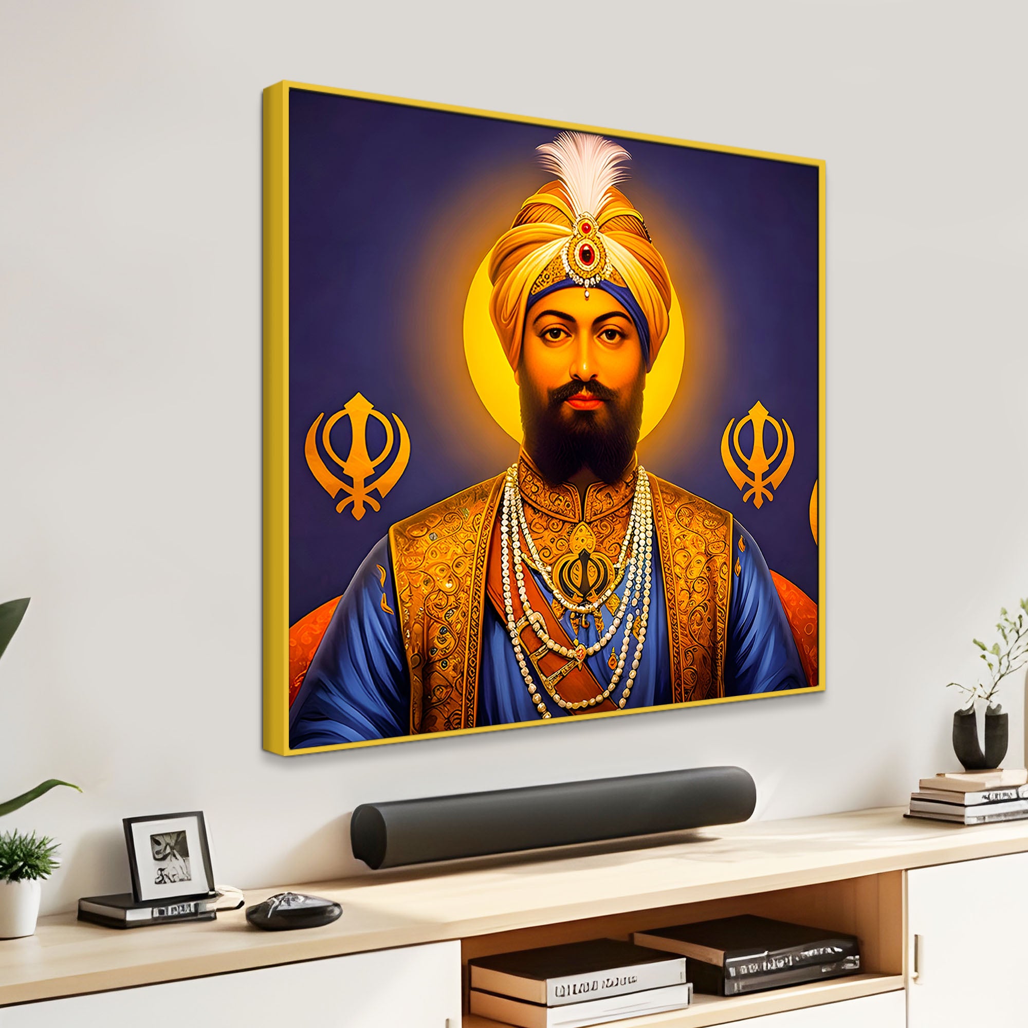 Traditional Sikh Guru Painting Spiritual Indian Wall Art