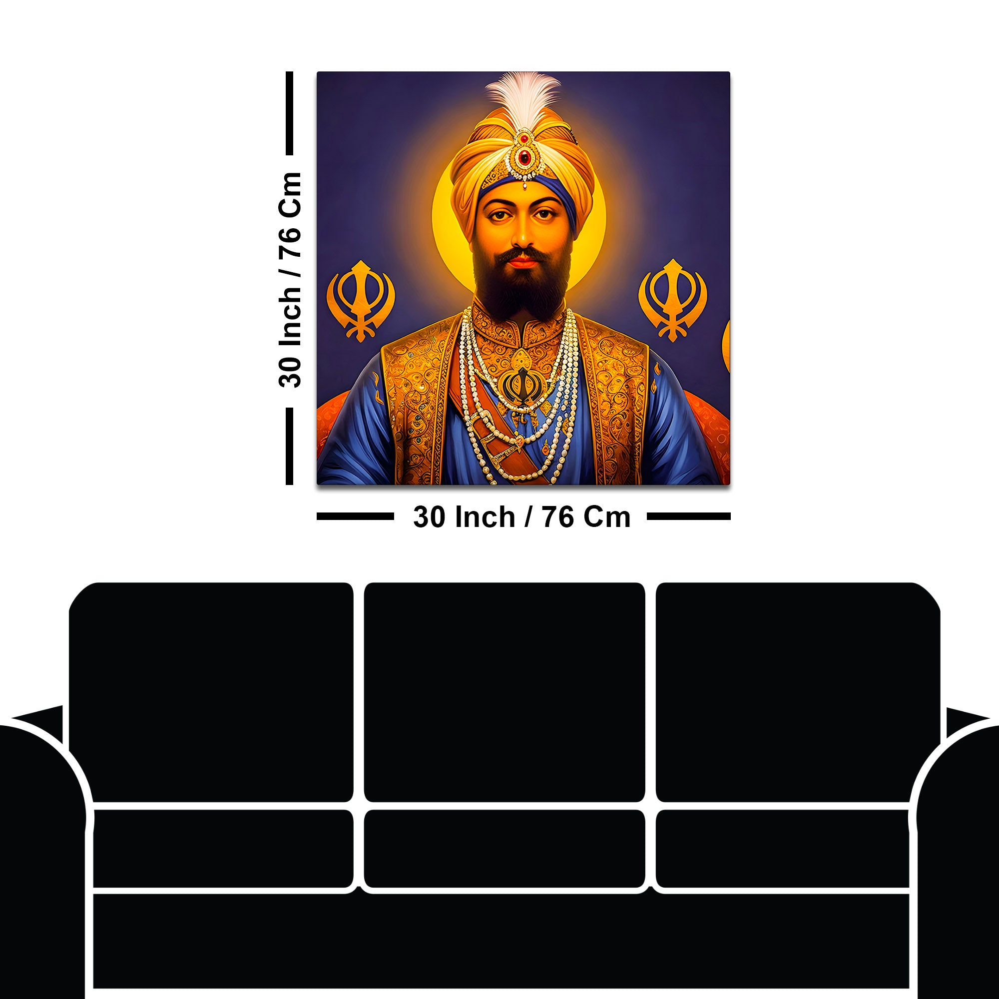 Traditional Sikh Guru Painting Spiritual Indian Wall Art