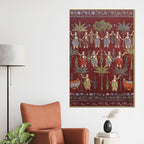Traditional Village Celebration Folk Dance Pichwai Canvas Wall Painting