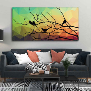 Birds on Branch Abstract Art Wall Painting