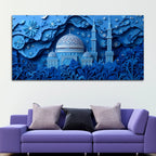 Tranquil Blue Dome and Deep Floral Garden 3D Canvas Wall Painting