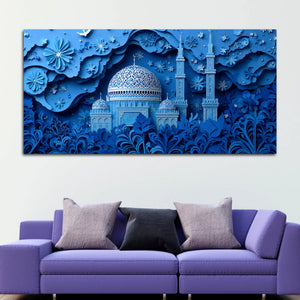 Tranquil Blue Dome and Deep Floral Garden 3D Canvas Wall Painting