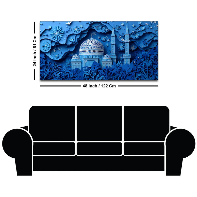 Tranquil Blue Dome and Deep Floral Garden 3D Canvas Wall Painting