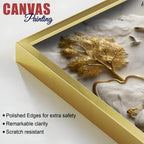 Tranquil Deer in White & Golden Forest 3D Canvas Wall Painting