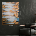 Tranquil Depths Abstract Hand Painted Wall Painting with Floating Frame