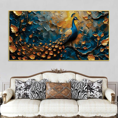 tranquil-elegant-peacock-sitting-on-branch-abstract-canvas-wall-painting
