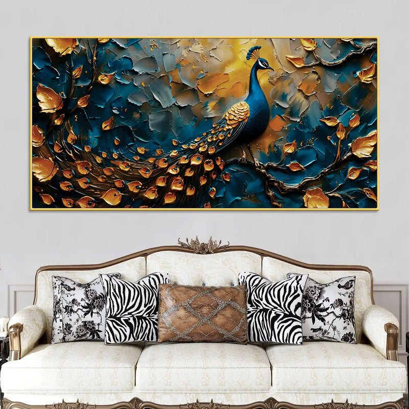 tranquil-elegant-peacock-sitting-on-branch-abstract-canvas-wall-painting