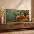 Tranquil Lord Buddha with Lotus 3D Bas-Relief Type Canvas Wall Painting