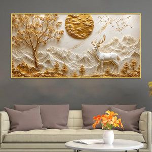 Tranquil White Stag in Alpine Landscape 3D Canvas Wall Painting