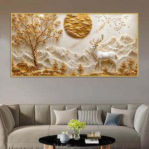 Tranquil White Stag in Alpine Landscape 3D Canvas Wall Painting