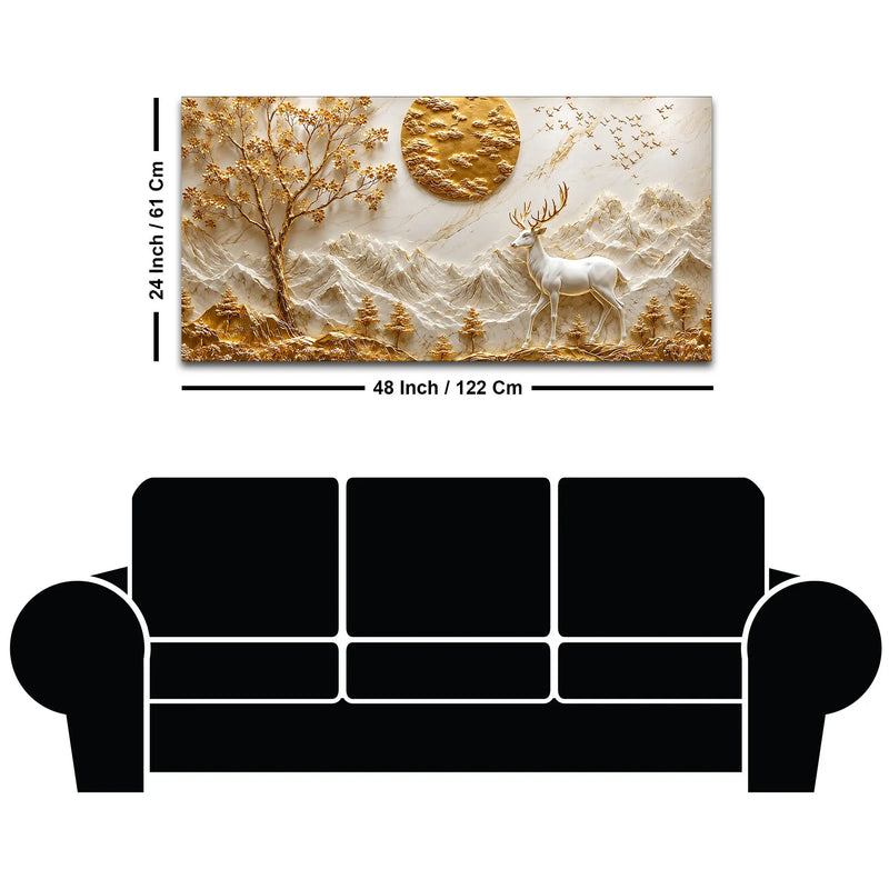 Tranquil White Stag in Alpine Landscape 3D Canvas Wall Painting