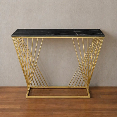 trapezoid-design-console-table-with-golden-metal-finish