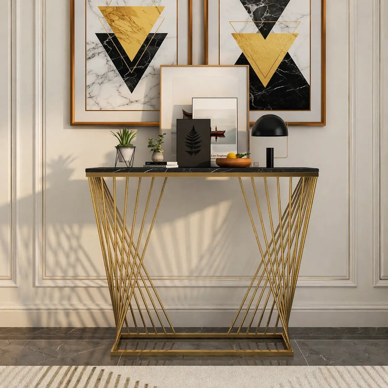 trapezoid-design-console-table-with-golden-metal-finish