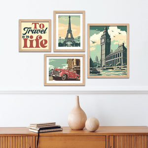 Travel is Life Beautiful Wall Frame Set of Four