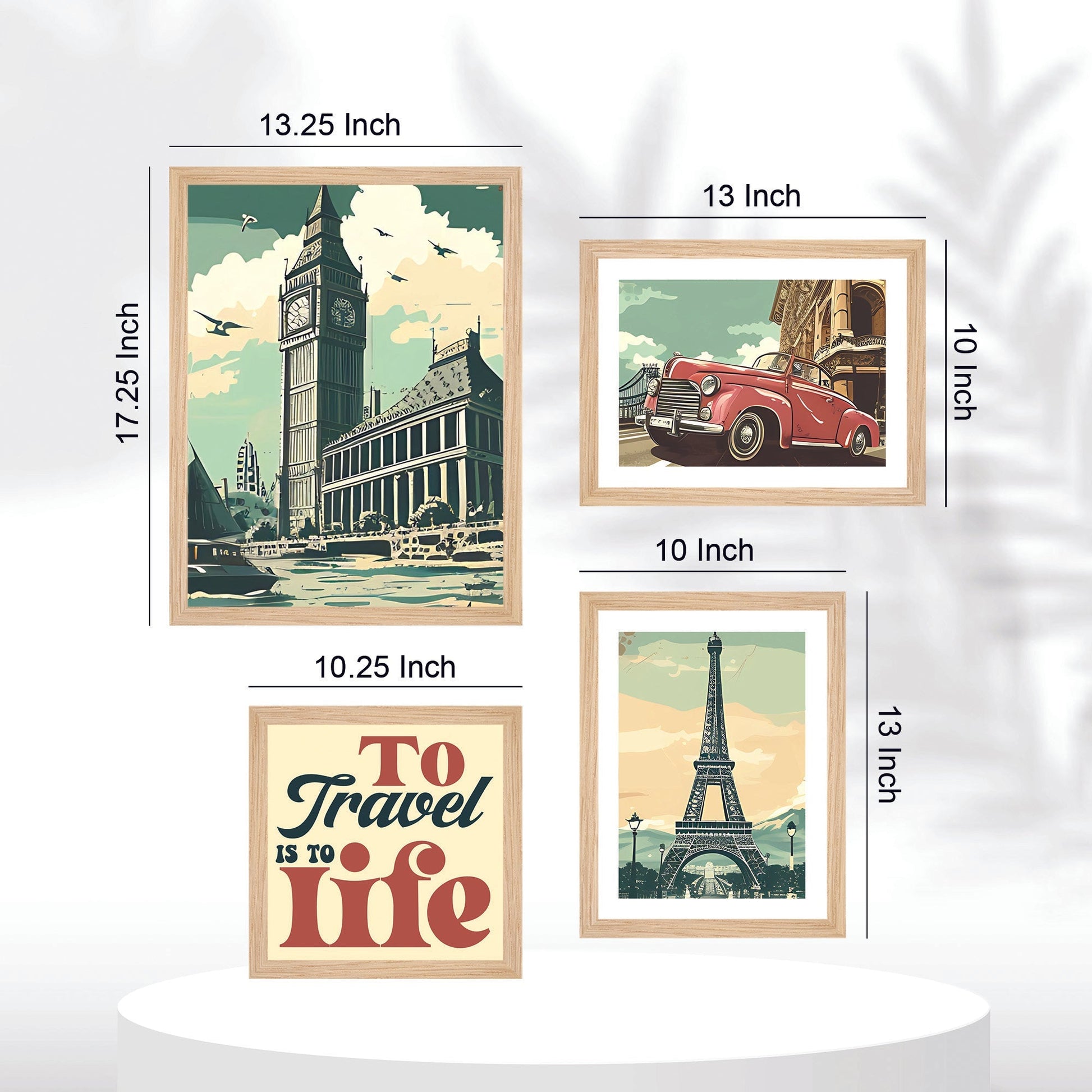 Travel is Life Beautiful Wall Frame Set of Four