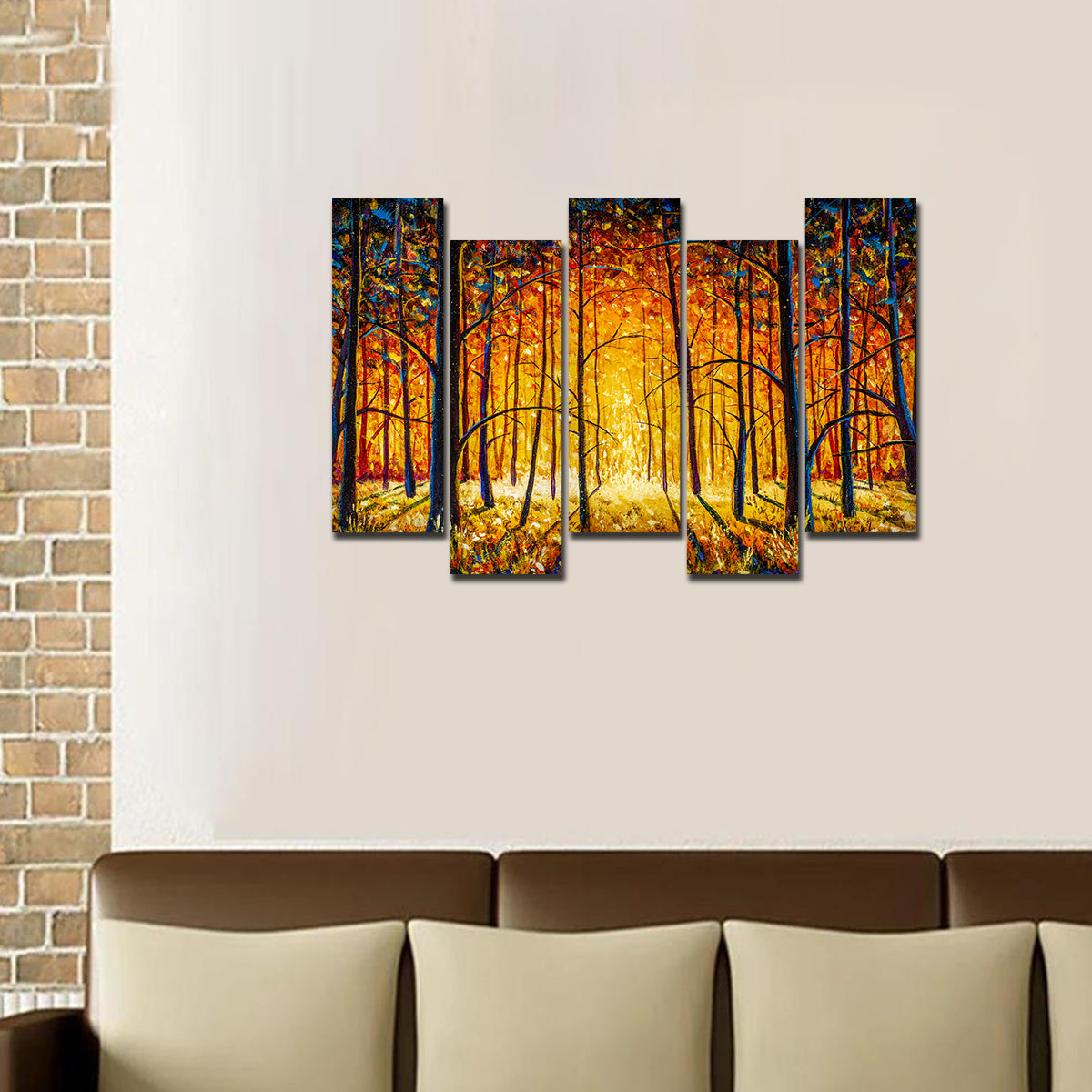 Tree Forest 5 Pieces Canvas Wall Painting