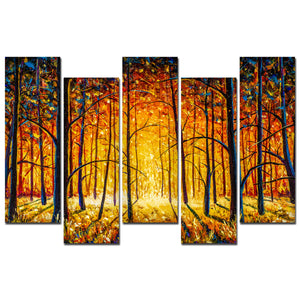 Tree Forest 5 Pieces Canvas Wall Painting