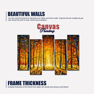 Tree Forest 5 Pieces Canvas Wall Painting