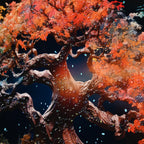 Tree of Autumn Colors Framed Crystal Glass Painting