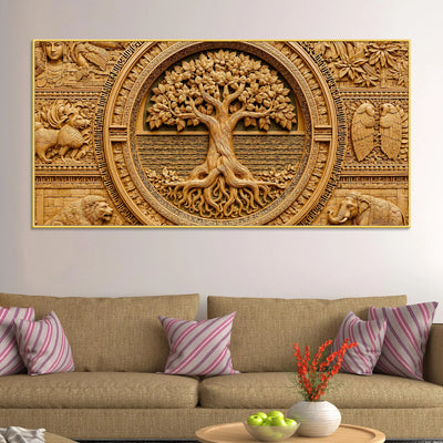 Tree of Life and Sacred Wildlife Luxury 3D Canvas Wall Painting