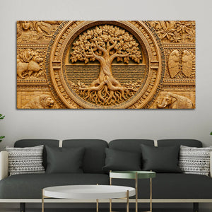 Tree of Life and Sacred Wildlife Luxury 3D Canvas Wall Painting