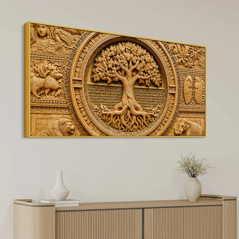 Tree of Life and Sacred Wildlife Luxury 3D Canvas Wall Painting