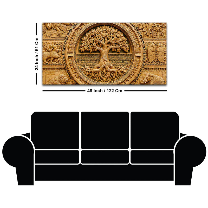 Tree of Life and Sacred Wildlife Luxury 3D Canvas Wall Painting