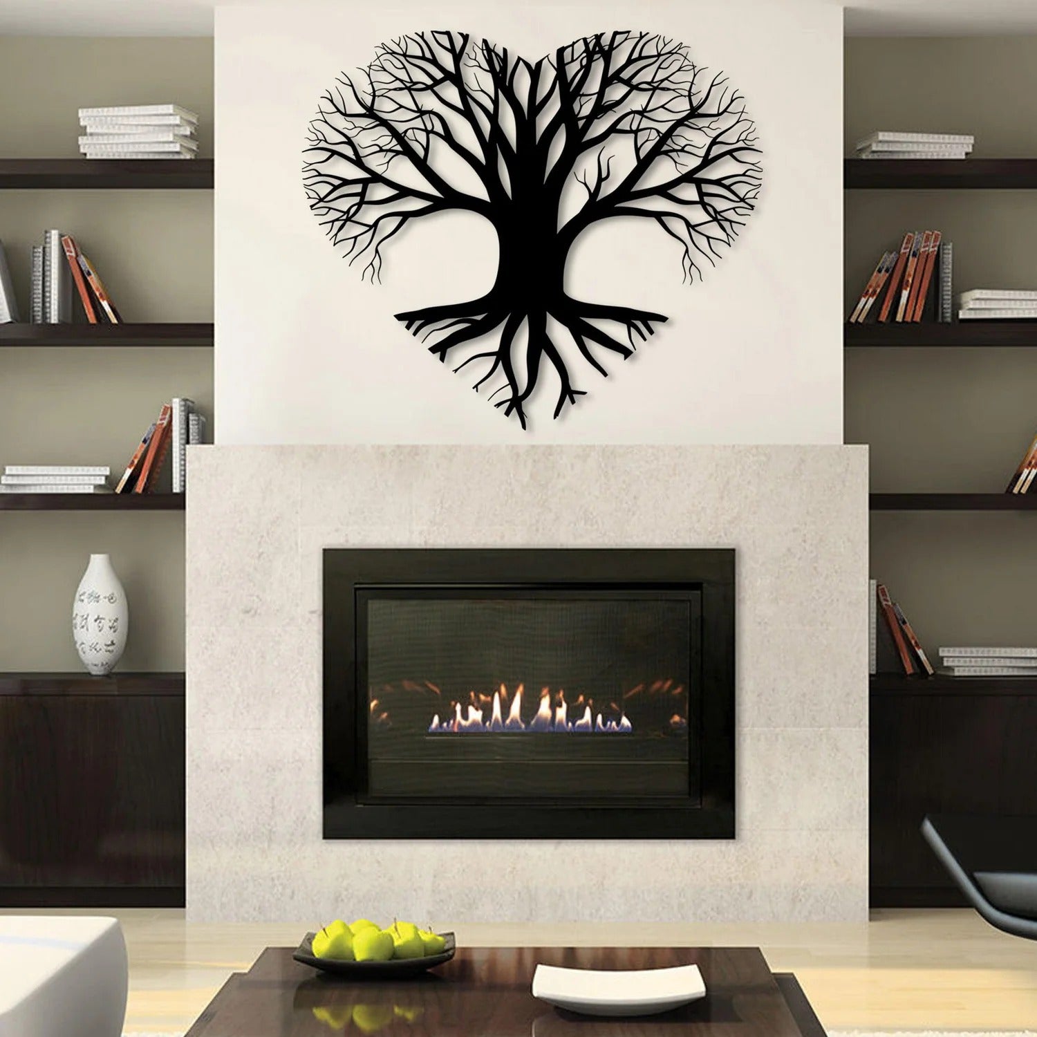 Tree of Life Heart Shape Design Metal Wall Art Decor