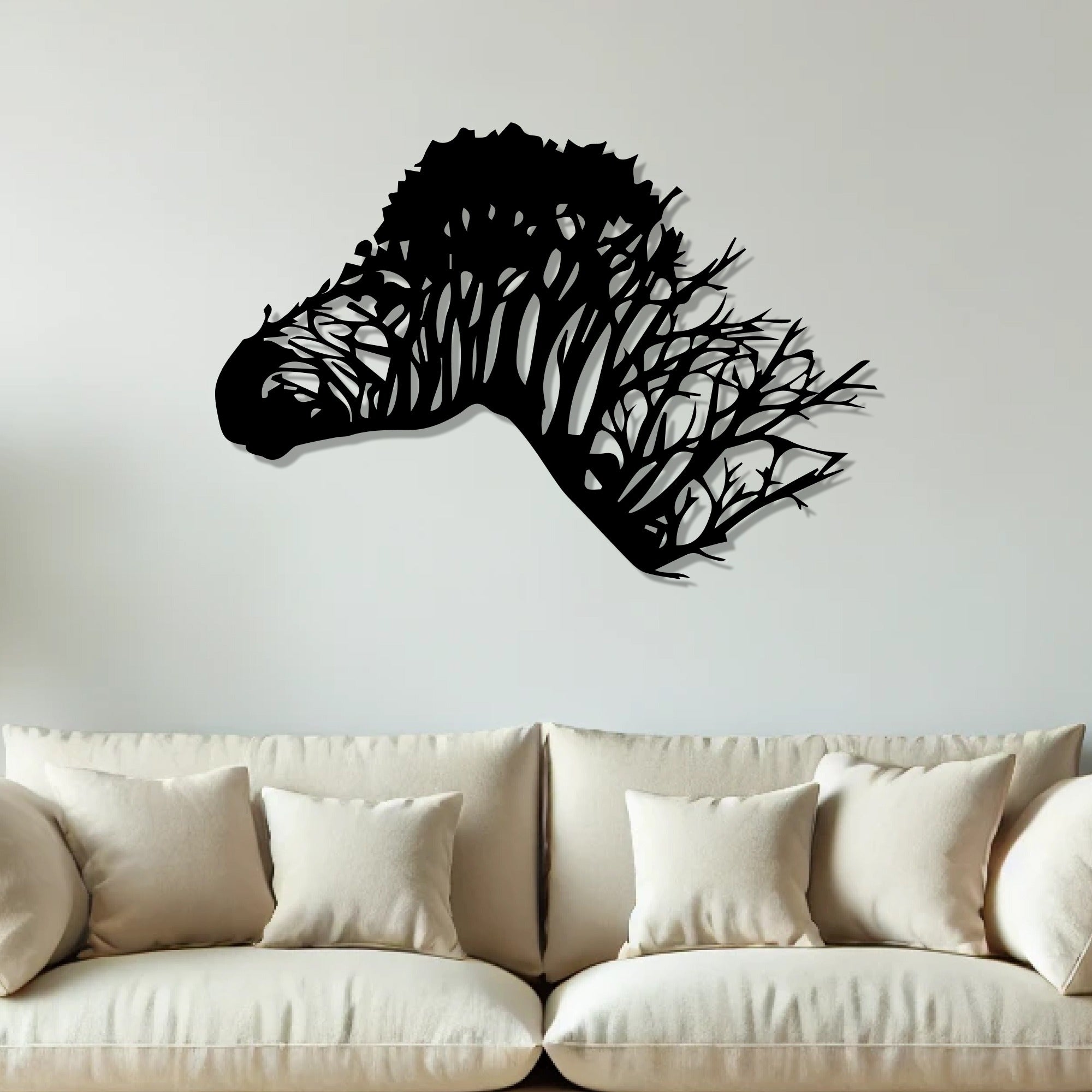 Tree With Zebra Silhouette Modern Art Metal Artwork Wall Decor