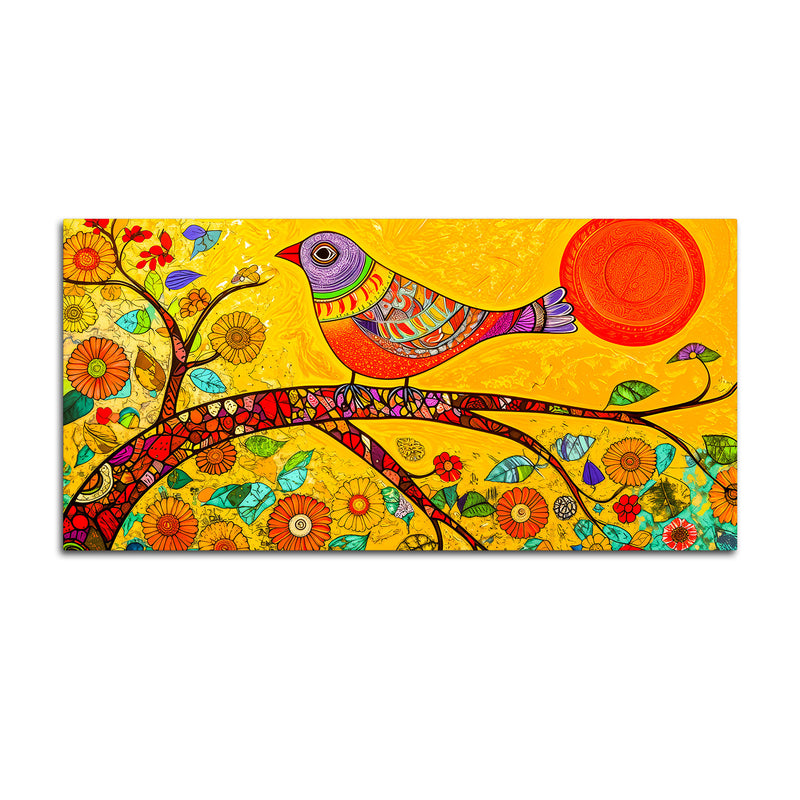 Trendy Colorful Bird Canvas Wall Painting for Modern Homes
