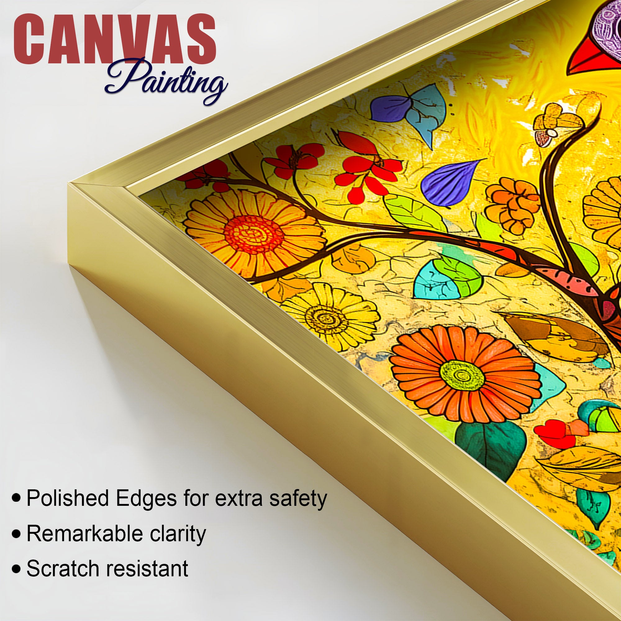 Trendy Colorful Bird Canvas Wall Painting for Modern Homes