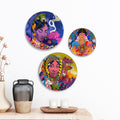 Tribal Queens Folk Fusion Premium Wall Plates Painting Set of 3