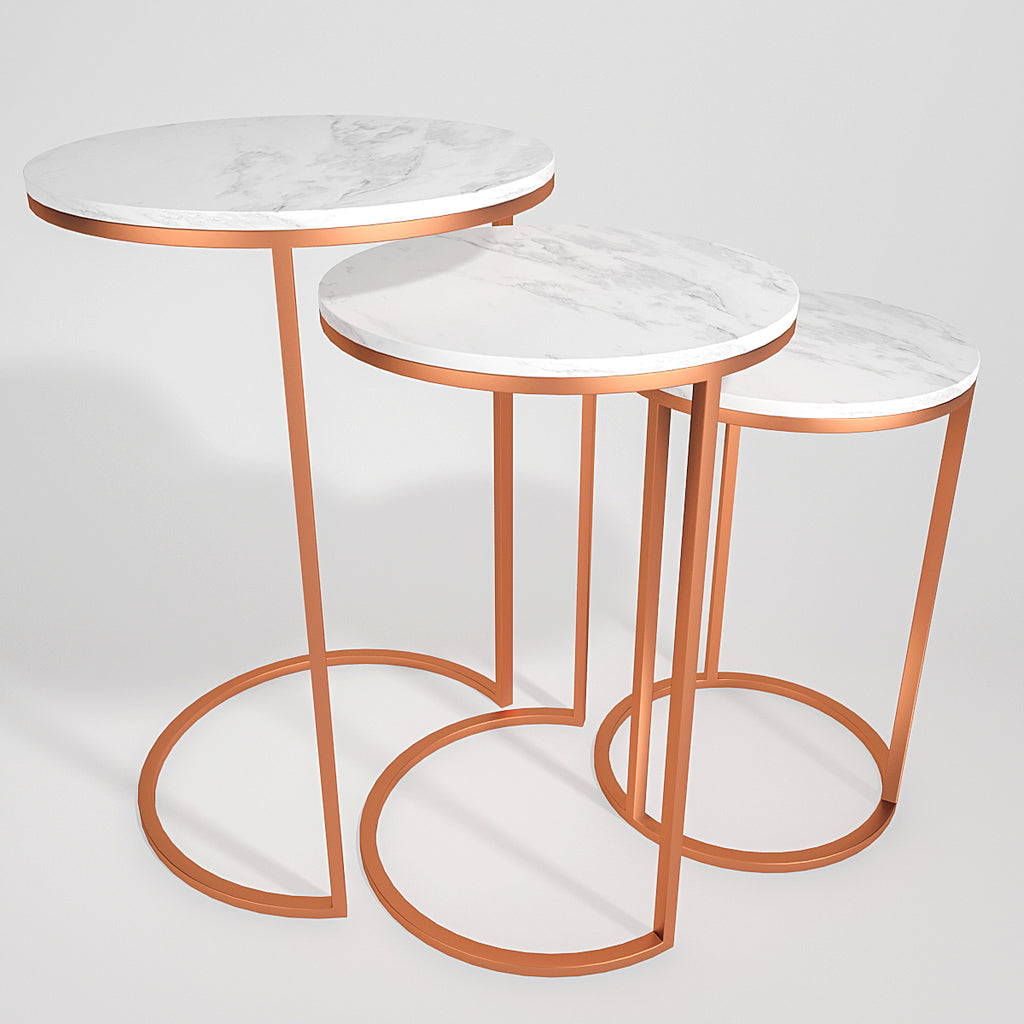 Trio Copper Premium Coffee Tables Set of 3