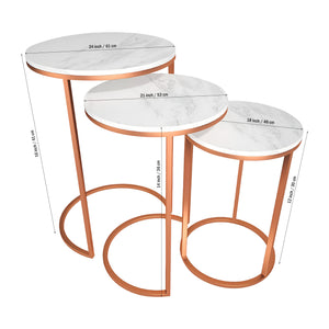 Trio Copper Premium Coffee Tables Set of 3