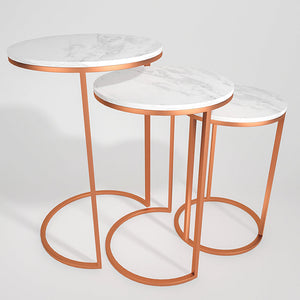 Trio Copper Premium Coffee Tables Set of 3