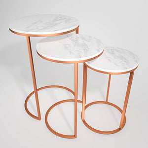 Trio Copper Premium Coffee Tables Set of 3