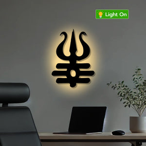 Trishul Design Metal Art Devotion Wall Decor
