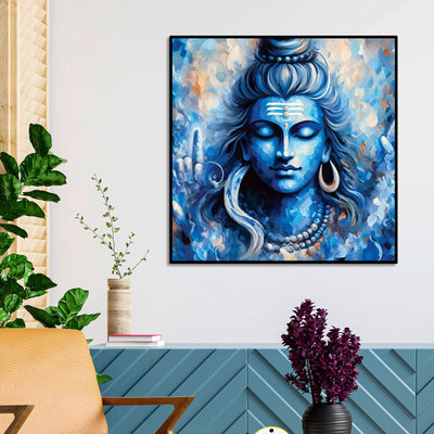 Trishul Shiv Ji Designer Painting Divine Canvas Wall Frame